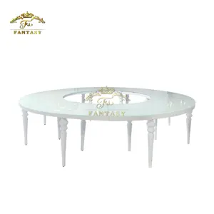 Event Meubels Roestvrij Stalen Frame Cirkels Ronde Gehard Glas Half Moon Banket Tafels