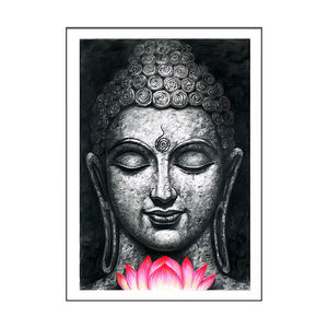 Cuadro Religioso Decorativo <span class=keywords><strong>de</strong></span> Pared, Pintura <span class=keywords><strong>de</strong></span> <span class=keywords><strong>Buda</strong></span> y Loto <span class=keywords><strong>de</strong></span> Alta Calidad, Porcelana <span class=keywords><strong>de</strong></span> Cristal con Marco, Decoración para Porche - Product Image 6