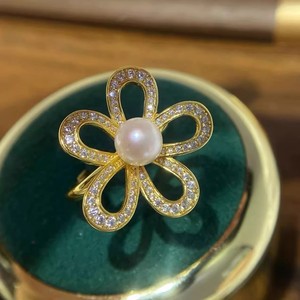 10703 DIY Pearl Accessories S925 <b>Silver</b> Ring Stand with 8-10mm Round <b>Beads</b> Fashion <b>Silver</b> Jewelry Stand - Product Image 2