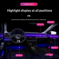 Kit d'éclairage d'ambiance intérieur de voiture, LED acrylique, symphonie de couleurs RGB, décoration complète, prise en charge du logo personnalisé, OEM, vente en gros, modèle 12V 06
