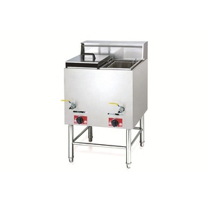 Stand Type Single Double Tank Gas Heating Deep <strong>Fryers</strong> 14L+14L Double Cylinder Potato <strong>Chip</strong> Chicken <strong>Fryer</strong> with 2 Baskets - Product Image 1