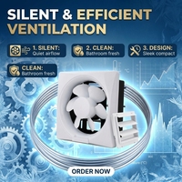 Ventilateur extracteur mural silencieux et durable alimenté en courant continu de 12 pouces pour la ventilation des salles de bain, cuisines et toilettes domestiques