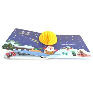 儿童圣诞睡前彩色蜂窝弹出折叠翻盖印花成长板书