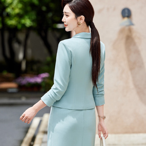 Nouvelle Robe Blazer Professionnelle Printemps et Automne pour Femme, en Tissu Structuré, <span class=keywords><strong>avec</strong></span> Boutons Décoratifs, Manteau Court Élégant - Product Image 5