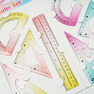 ชุดไม้บรรทัดสามเหลี่ยมพร้อมโปรแทรกเตอร์สี่ชิ้น รุ่น Xinwanrun สำหรับนักเรียน  ชุดอุปกรณ์วาดเขียนและคณิตศาสตร์  รุ่น 6615 - Product Image 2