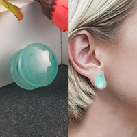 Evorte Tunnel d'oreille tendance en verre avec plaqué argent/or rose/or, plusieurs tailles (5-16mm), couleur bleu bonbon