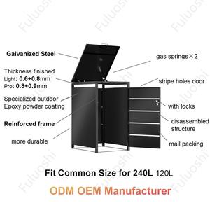 <span class=keywords><strong>Copertura</strong></span> per bidone della <span class=keywords><strong>spazzatura</strong></span> da esterno in metallo da 240L Germania, contenitore modulare espandibile per doppio bidone con ruote, <span class=keywords><strong>copertura</strong></span> per pattumiera da patio - Product Image 3