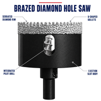 Foret diamanté en acier brasé sous vide avec foret pilote pour le perçage de la maçonnerie (longueur 73 mm)