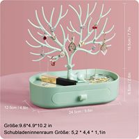 Boîte à bijoux de maison avec présentoir de stockage de boucles d'oreilles élégant collier oreille goujon cheveux accessoires commode plateau plastique vert
