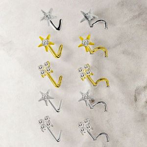 Anneaux de nez Getta, bijoux de piercing corporel, clous de nez en titane plaqué or avec zircon serti griffe, unisexe, cadeau pour mariage et fête - Product Image 2