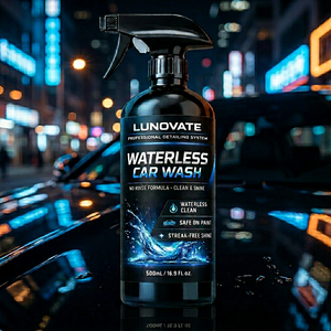 LUNOVATE Spray de lavage auto sans eau (500ml) Formule sans rinçage Nettoyage sans rayures Brillance sans traces Sûr pour voitures neuves et anciennes - Product Image 6