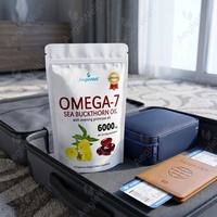 AegleWell OEM Capsules de Gel Doux d'Huile d'Argousier et d'Onagre Certifiées HALAL GMP, Complément Alimentaire Oméga-7 pour la Peau Adulte