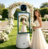 Photomaton en libre-service Romans Ari Robot Roamer avec écran tactile 32 pouces, iPad et imprimante reflex numérique pour mariages et événements