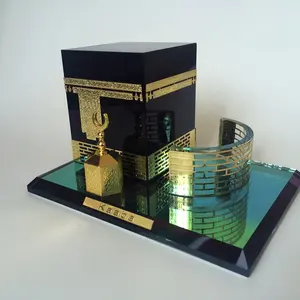 Mh-g005 Crystal Kabba Makkah Mecca Clock Tower Crystal Glass Figurine Crystal Religious Crafts
