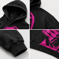 Sweat à capuche personnalisé avec impression graphique de portrait, streetwear pour homme, sweat-shirt noir surdimensionné, impression en relief, sweat à capuche en molleton de coton lourd