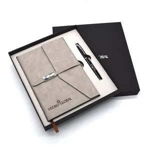 2023 carnet de notes cadeau luxe haute qualité A5 200 feuilles ensemble de cahiers avec logo personnalisé avec impression de planificateur de stylo