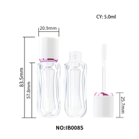 Emballage personnalisable, flacon transparent incurvé pour gloss à lèvres de 5 ml, tube transparent pour gloss à lèvres avec bouchon à vis, couvercle rond rose