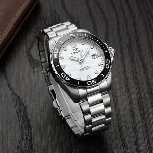 Atacado Custom Brand Logo Luxo Impermeável Luminoso Aço Inoxidável Automático Mecânico Diver Diving Dive Relógios Para Homens