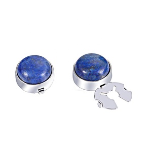 Naturel Marine lapis lazuli argent BOUTON COUVERTURE Smoking Affaires Chemises Formelles boutons de manchette 17.5MM une paire - Product Image 3