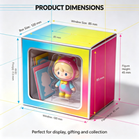 Boîte à jouets personnalisée effet arc-en-ciel, boîte en papier holographique dégradé pour l'emballage de poupées de collection