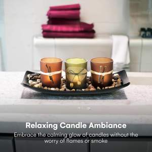 Bougeoirs à LED décoratifs vintage, 3 bougies sans flamme avec rochers et plateau pour décorations de Noël - Product Image 6