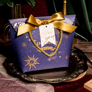 Custom Logo Scalloped Paper Gift Bags Wholesale With Rope Handle And Silk Ribbon Bow Premium Packaging For Holiday Presents - Product Image 1