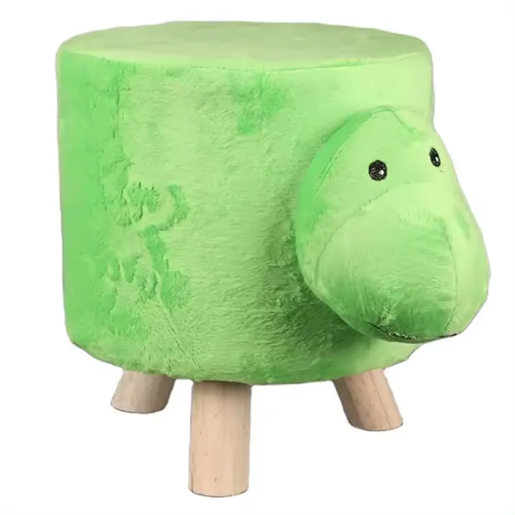 Shoe Fitting Stool Footstool Kids Soft Fluffy Small Sofa Living Green Cute Pet Animal Shape Child Cheap Ottoman Wooden Stool