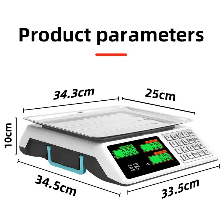 Balança eletrônica de pesagem digital para alimentos, balança digital LCD de alta qualidade para supermercado doméstico de 40kg