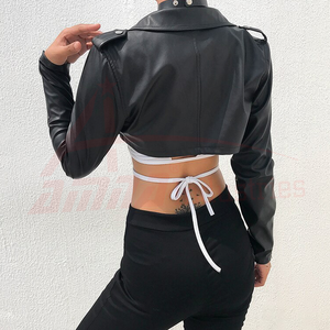 Chaqueta corta de cuero suave para mujer, venta al por mayor - Product Image 4
