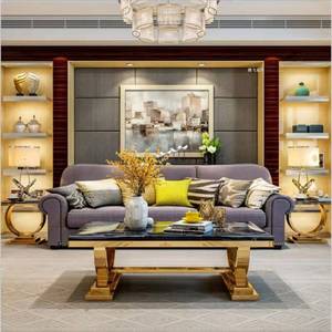 Nhà Máy Bán Buôn, Luxury Home Nội Thất Trung Tâm Bàn Phòng Khách Vàng Khung Thép Không Gỉ Vuông Trắng Marble Bàn Cà Phê - Product Image 2