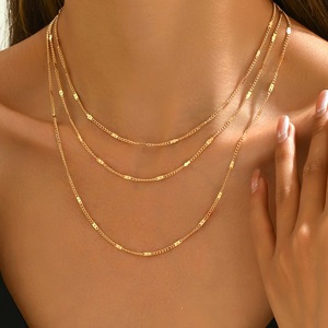 Collana a strati con nappe da donna, minimalista, con ciondolo a catena multipla, gioielli alla moda per tutti i giorni - Product Image 2