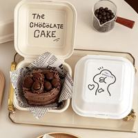 Boîte à hamburger rectangulaire en pulpe de papier et bagasse pour sandwichs, bento, gâteaux – Biodégradable, écologique, recyclable
