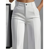 Pantalons de costume pour femmes, taille haute, coupe droite, couleur unie simple, pantalon de costume à jambes larges, pantalon de costume tendance, coupe ajustée