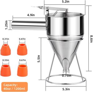Utensilio de Cocina, Herramientas de Cocina Sostenibles, Dispensador de Masa de Acero Inoxidable, Embudo para Sirope de 600 ml para Panqueques - Product Image 2