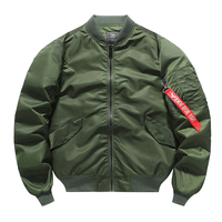 Blouson aviateur tendance MA-1 style workwear américain classique pour homme, en nylon, printemps/automne, coupe ample, avec poche zippée sur le bras, streetwear