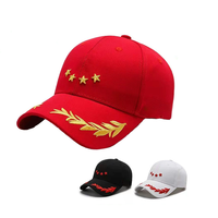 Gorra deportiva de algodón de 5 estrellas y 6 paneles personalizada, gorra de béisbol con bordado de trigo y ala dorada