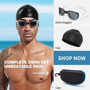 성인용 고화질 김서림 방지 남성 및 여성용 대형 프레임 캡 세트 다이빙 특수 고글 장비 방수 수영 모자 - Product Image 2
