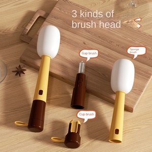 Plastic Microphone Cup Brush Three-in-One Cleaning Tool for Cup Lid Mouth Milk Bottle - Product Image 1