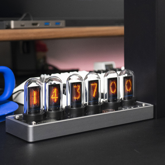 Creative Electronic Clock DIY Nixie Tube Clock Simulation IPS Display Digital Clock 6-Digit RGB Backlit Desktop Decora