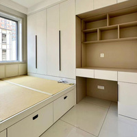 Meubles-lavabos modernes en bois sur mesure, ne comprennent pas les robinets ni les accessoires.