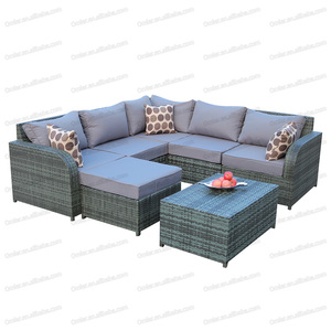 Ensemble de canapés modernes 5 places en <span class=keywords><strong>rotin</strong></span> tressé résistant aux intempéries pour jardin, hôtel, cour - Product Image 2
