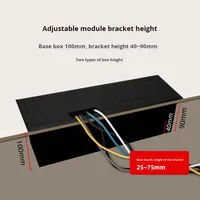 Prise de sol encastrée en acier inoxydable noire réglable de type 86, boîtier de base de 10 cm, 10A, IP20, pour panneau de scène ouvert