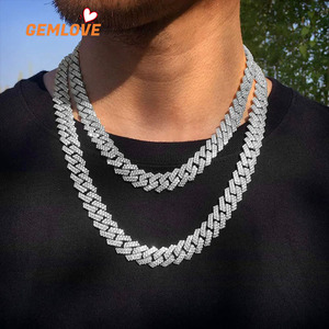 Collar Personalizado GEMLOVE para Raperos, Cadena de Eslabones con Diamantes en Oro Blanco, Estilo Hiphop Unisex para Uso Diario - Product Image 4