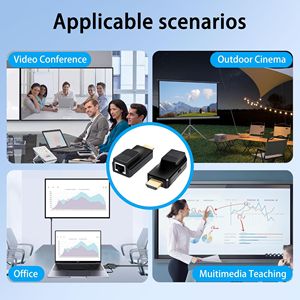 Extensor <span class=keywords><strong>HDMI</strong></span> KUYIA de 60 m/196 pies con repetidor de 1080p a 60 Hz, convertidor de RJ45 a <span class=keywords><strong>HDMI</strong></span>, cable único de <span class=keywords><strong>Cat5e</strong></span>/Cat7 OFC con conector macho a hembra - Product Image 4