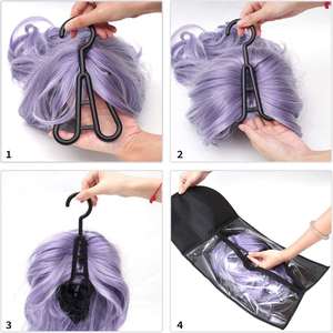 Support de rangement pour extensions capillaires avec cintre, sac de transport pour perruques et queues de cheval, idéal pour les voyages et le rangement - Product Image 3