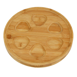 Hot-Sale Good Quality Bamboo Round 6 Pieces Shot Glass Holder, Shot Glass Serving <b>Tray</b> <b>Drinks</b> Cup for Family Gathering - Product Image 4