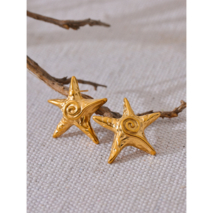 JINYOU 2885, pendientes de tuerca de estrella dorada de acero inoxidable a la <span class=keywords><strong>moda</strong></span>, a prueba de óxido, Metal Chapado en PVD de 18K, joyería Popular para mujer, Bisutería - Product Image 3