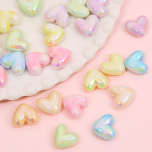 Wholesale 5pcs/bag Acrylic <b>Loose</b> <b>Beads</b> Macaron Color Electroplated Heart Vertical Hole Acrylic <b>Loose</b> <b>Beads</b> for Jewelry Making - Product Image 1