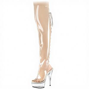Botas Transparentes de PU con Cierre, por Encima de la Rodilla, para Mujer, de 6 Pulgadas, para Pole Dance, Tallas Grandes, Estilo Gótico, para Bailarinas Exóticas, para Club Nocturno - Product Image 2