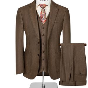 Traje de Pantalón de Estilo Británico Retro, Corte Slim, Tweed Espigado, Casual, para <span class=keywords><strong>Caballero</strong></span> - Product Image 5